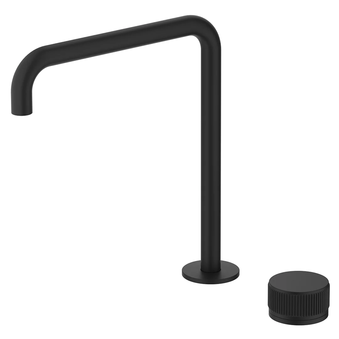 Mica Matte Black Fluted Soft-Square Hob Sink/Basin Mixer Set