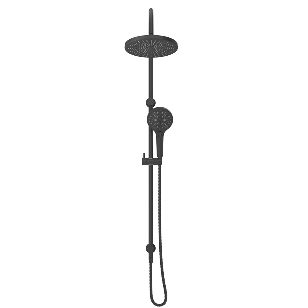 Mica Matte Black Gooseneck Dual Shower Rail - Image 2