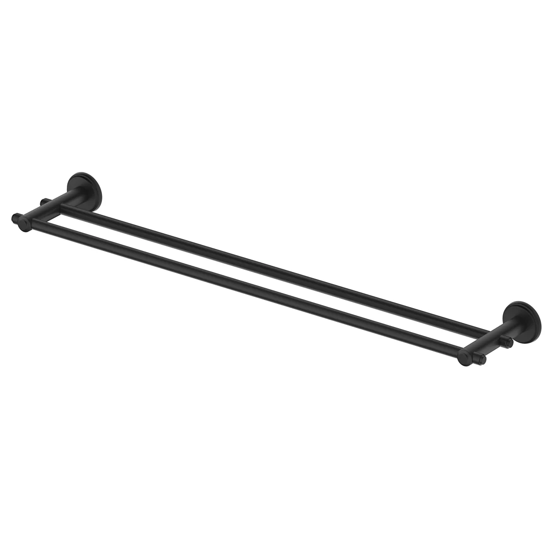 Mica Matte Black Heritage Double Towel Rail - 600mm