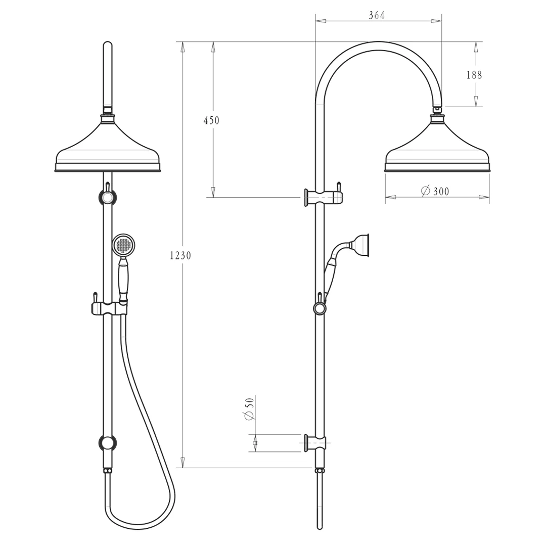 Mica Matte Black Heritage Dual Shower Rail - Image 4