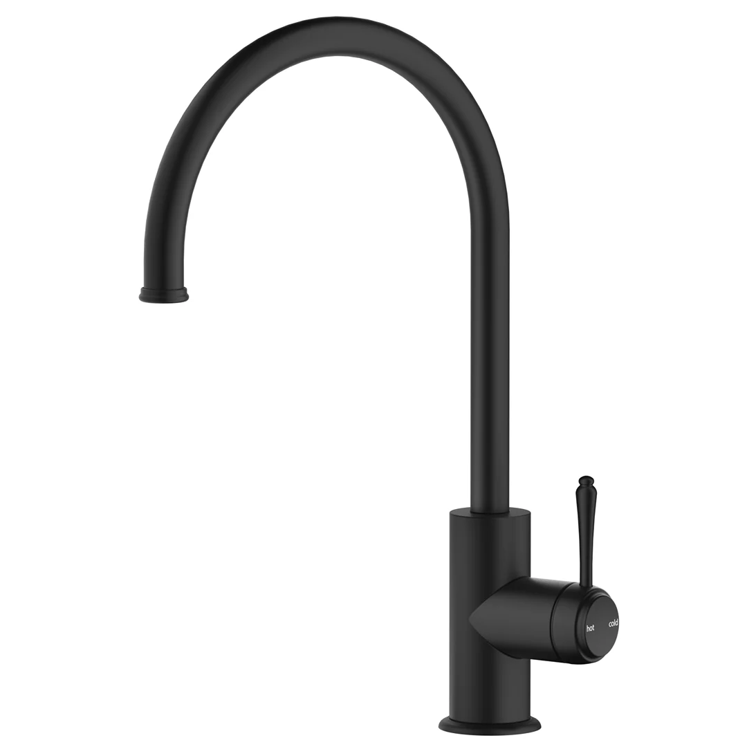 Mica Matte Black Heritage Gooseneck Sink Mixer