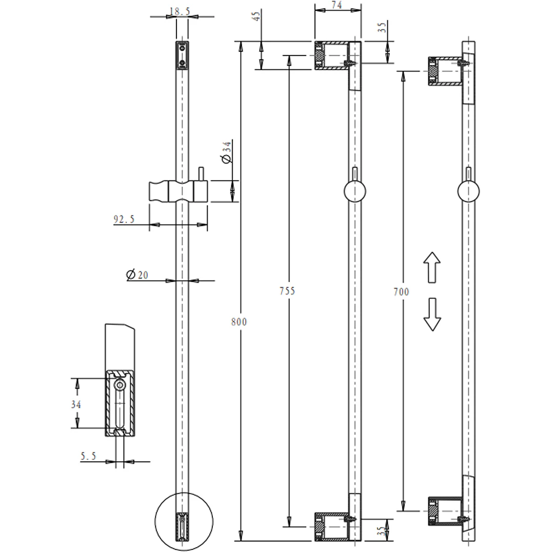 Mica Matte Black Shower Rail - Image 4