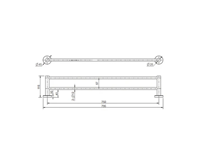 Mirage Gun Metal Grey 750 mm Double Towel Rail - Image 2