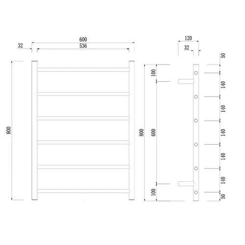 Mirage Star Dusk 6 Bar Heated Towel Rail - Image 2