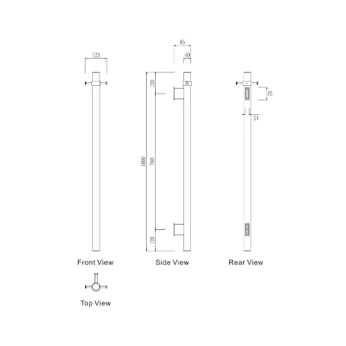 Mirage Star Brushed Gold Vertical Heated Towel Rail - Image 2