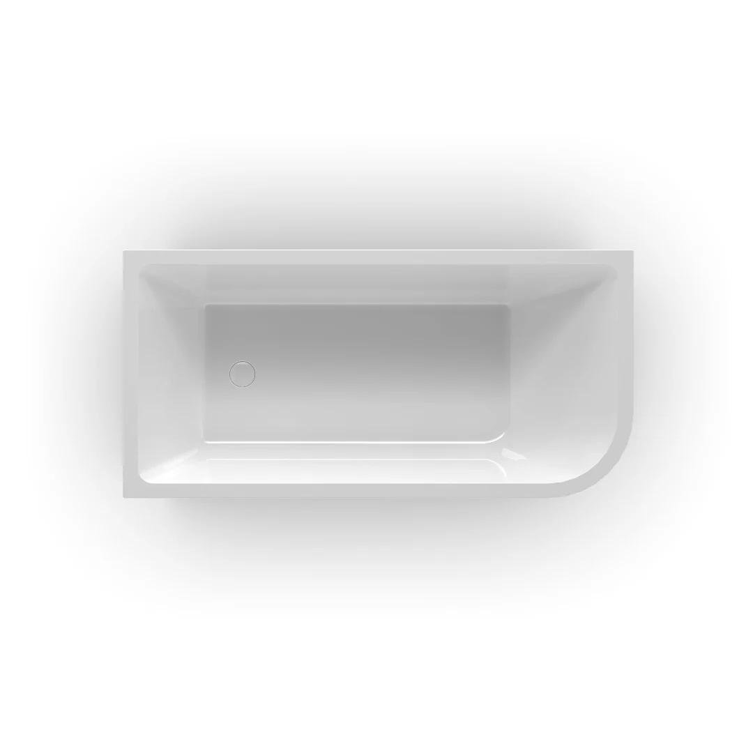Modra 1500 Gloss White Left Corner Fit Freestanding Bath Tub - Image 3