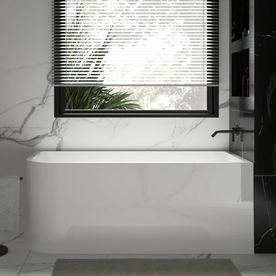 Modra 1500 Gloss White Right Corner Fit Freestanding Bath Tub