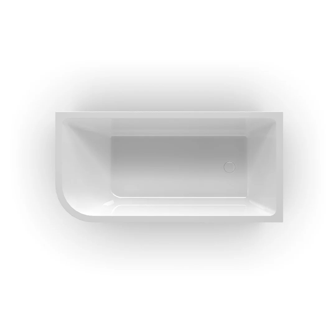 Modra 1500 Gloss White Right Corner Fit Freestanding Bath Tub - Image 3