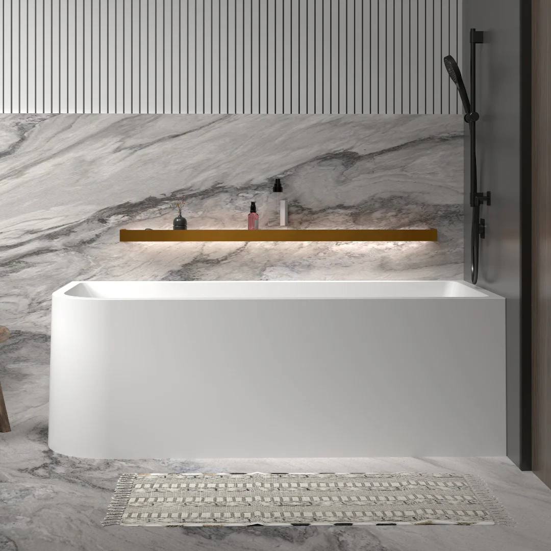 Modra 1700 Gloss White Right Corner Fit Freestanding Bath Tub