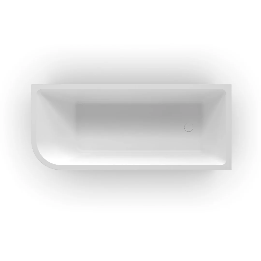 Modra 1700 Gloss White Right Corner Fit Freestanding Bath Tub - Image 2