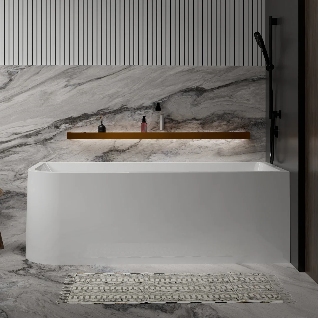 Modra 1700 Matte White Right Corner Fit Freestanding Bath Tub