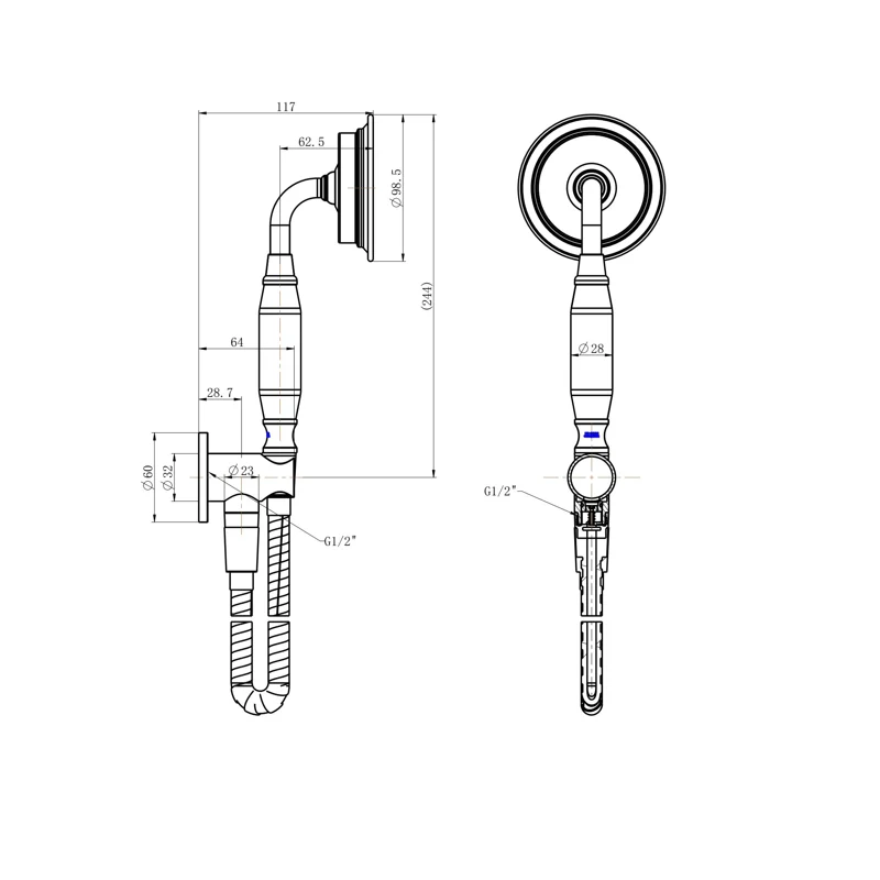 Montpellier Warm Brushed Nickel Traditional Hand Held Shower Set - Image 2