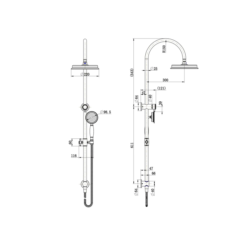 Montpellier Traditional Multifunction Shower Rail - Image 2