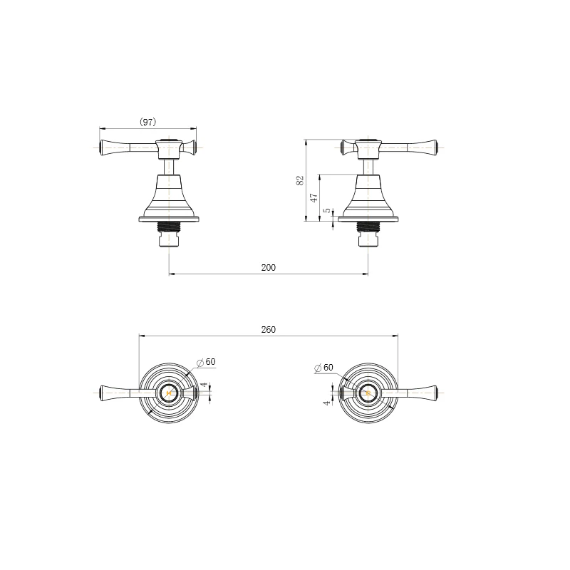 Montpellier Warm Brushed Nickel Wall Tap Set - Image 2
