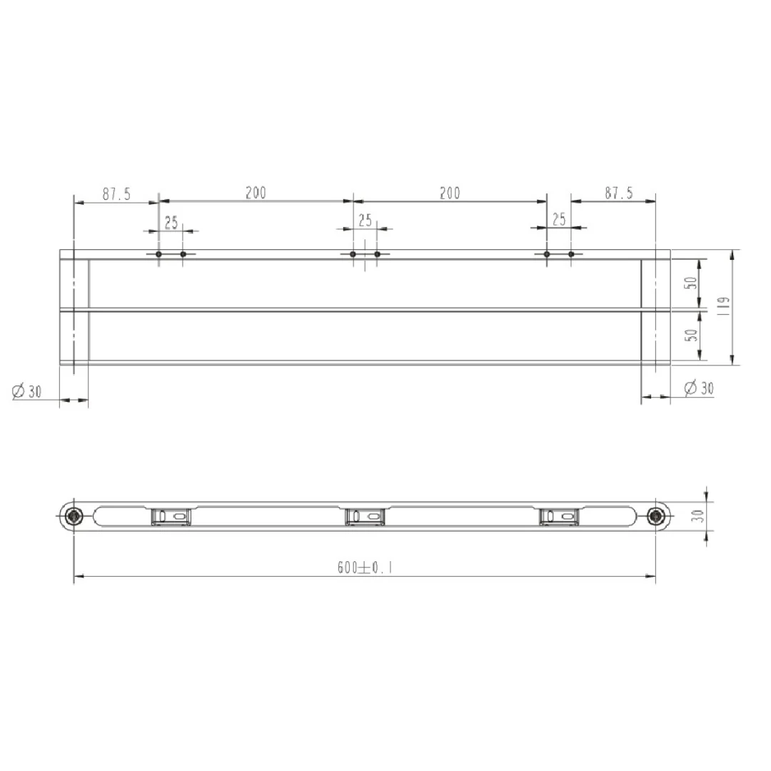 Mosman Chrome 600mm Double Towel Rail - Image 2
