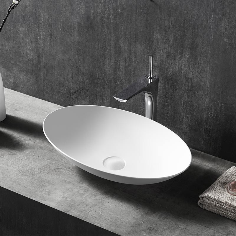 Nala 500mm Solid Surface Stone Oval Above Counter Basin