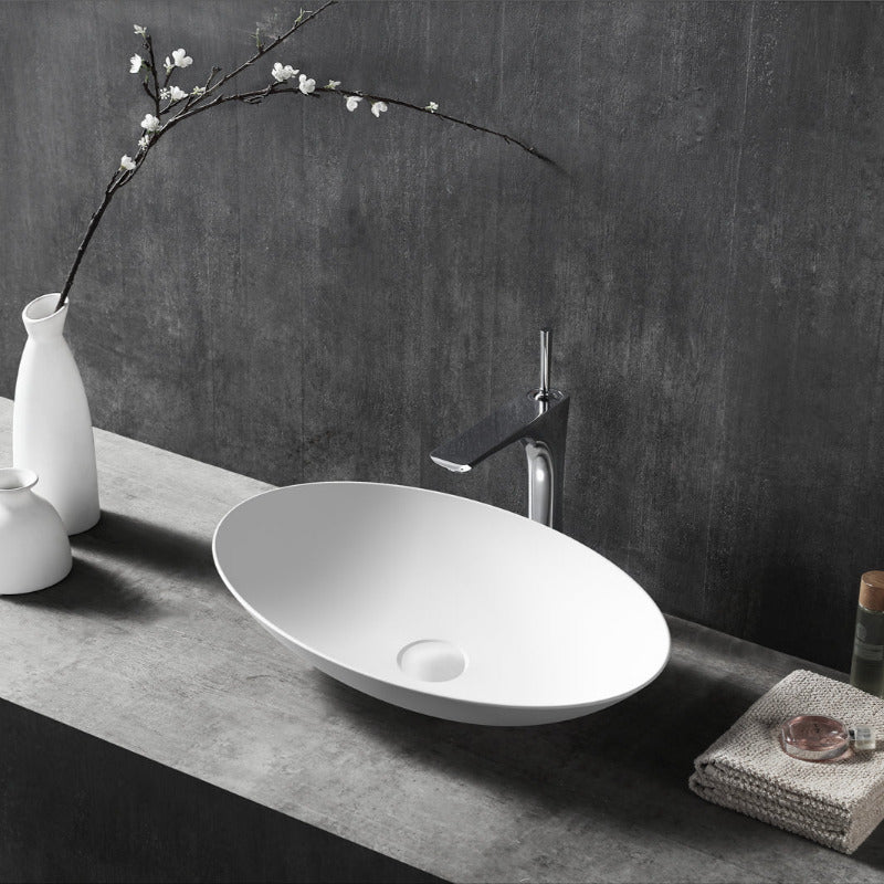 Nala 500mm Solid Surface Stone Oval Above Counter Basin - Image 2