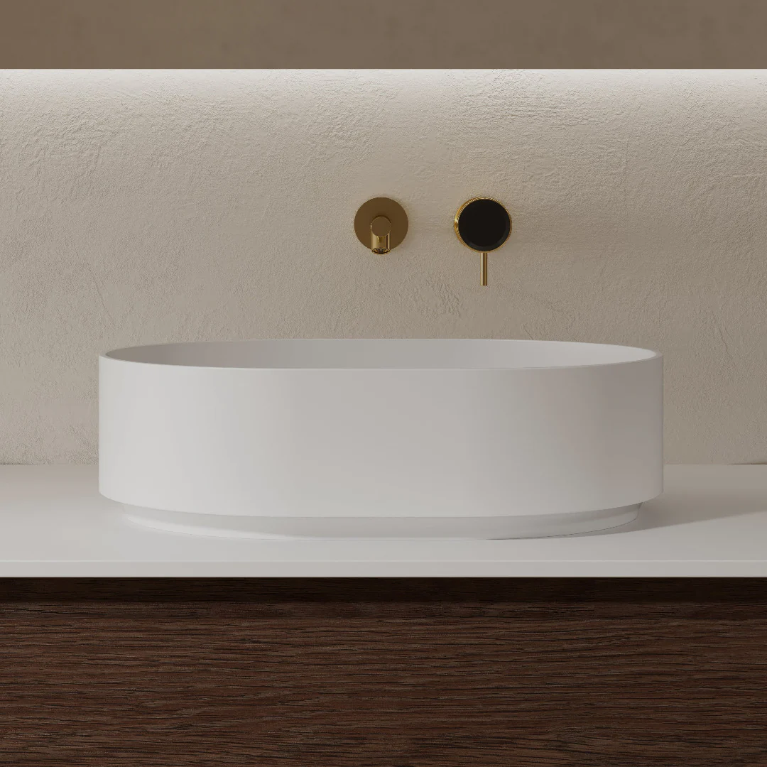 Nava 560mm Solid Surface Stone Oval Above Counter Basin