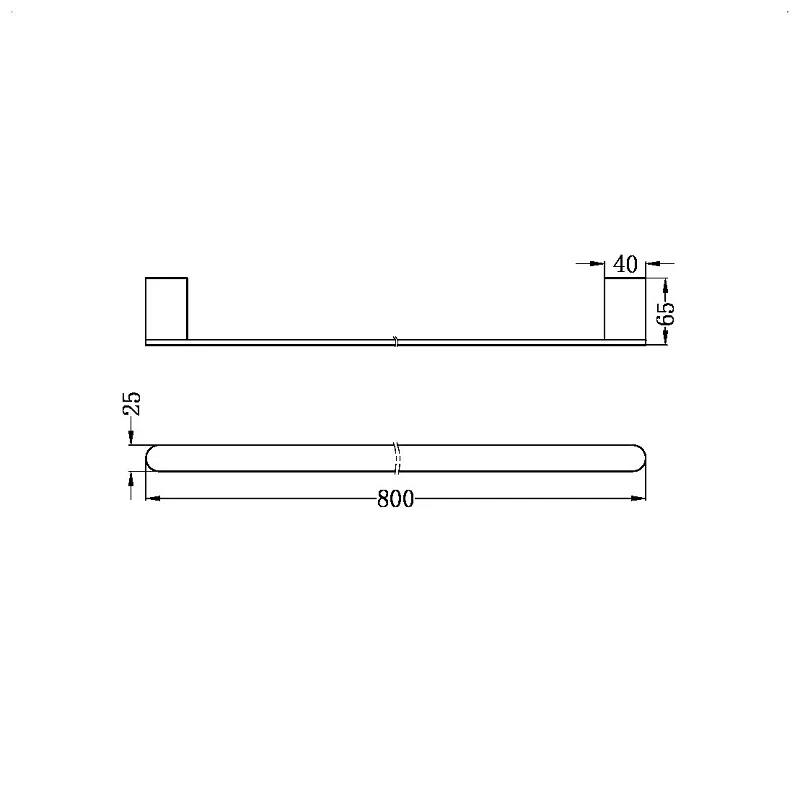 Nero | Bianca 800 mm Brushed Nickel Single Towel Rail - Image 2