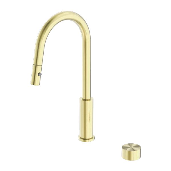 Nero | Kara Progressive Brushed Gold Pull Out Kitchen Mixer