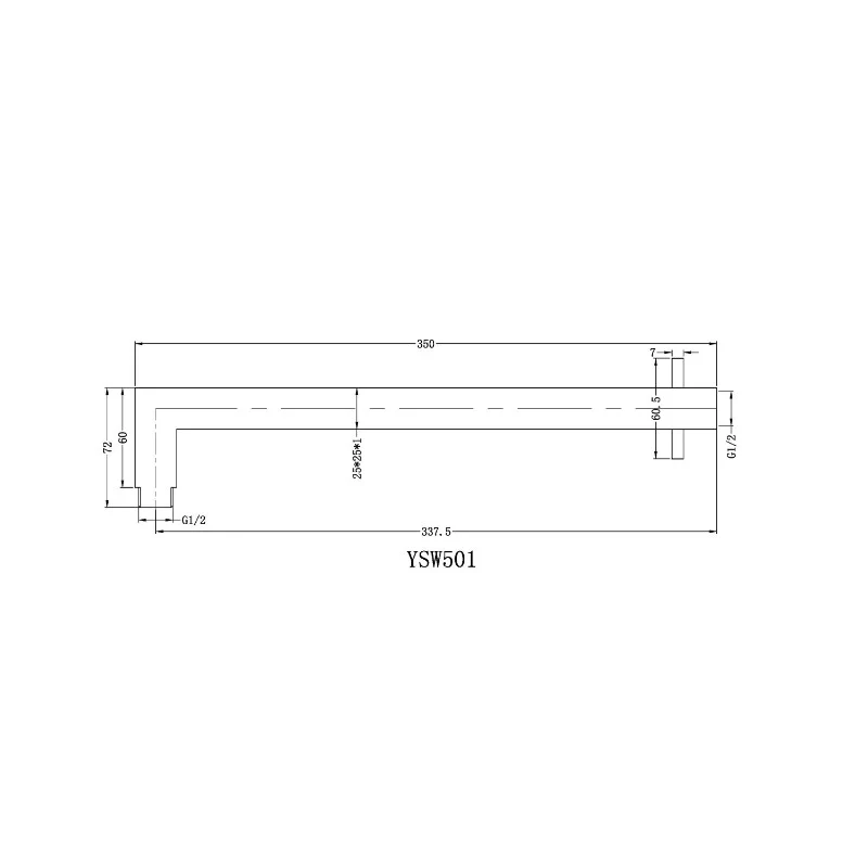 Nero | Square Brushed Nickel Shower Arm - Image 2