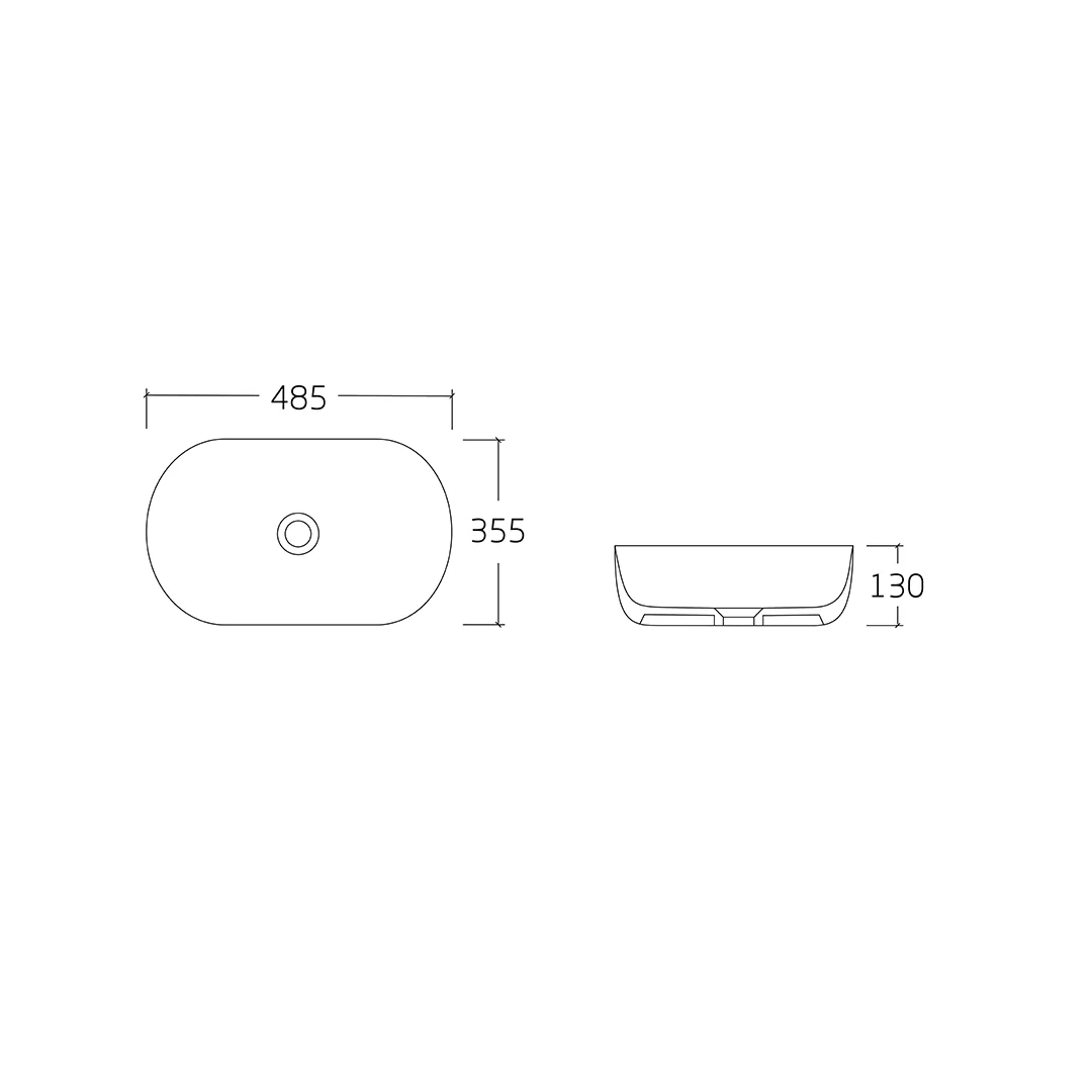 Noa 485 Matte White Oval Above Counter Basin - Image 2