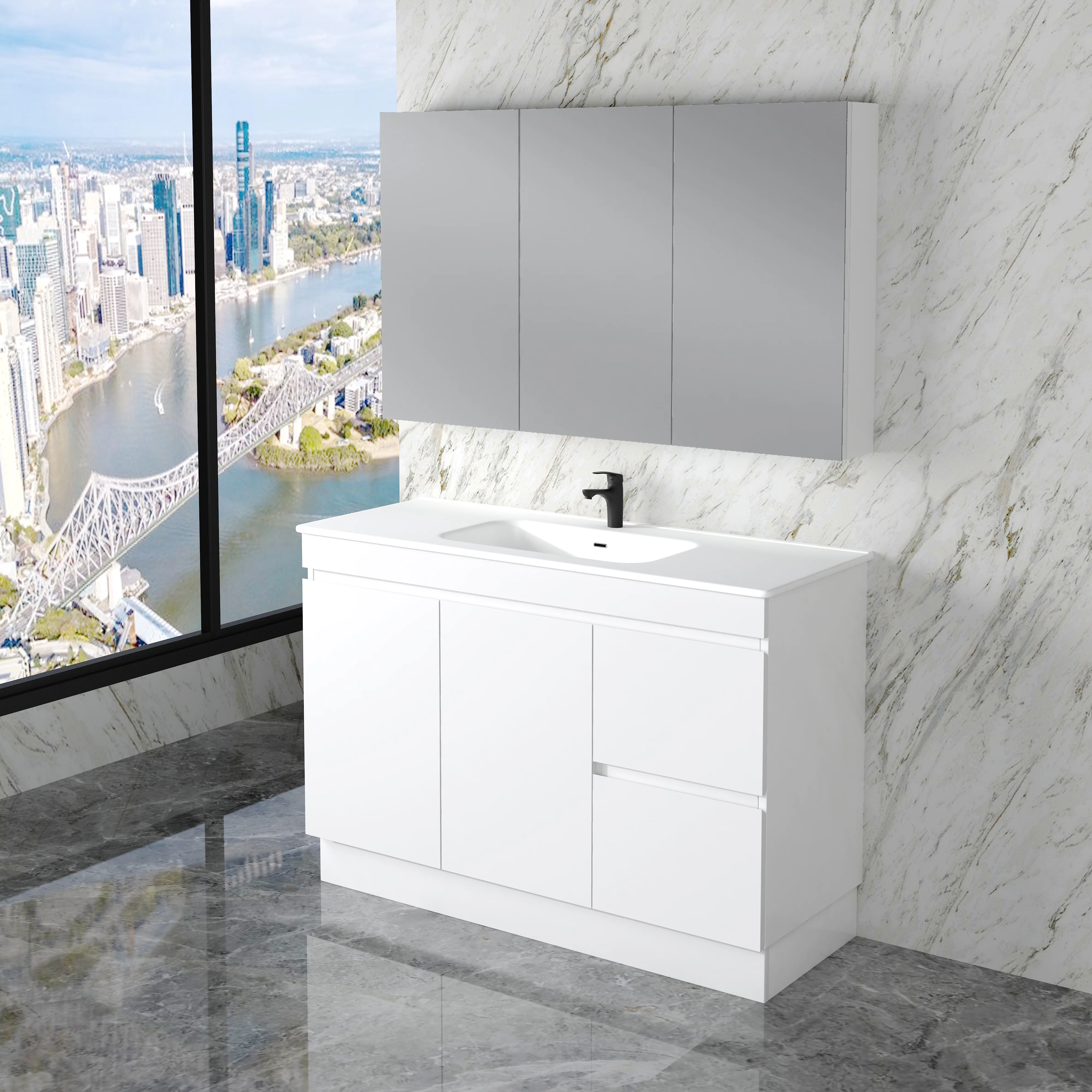 Noah 1200mm Vanity on Kickboard - Right Hand Drawers