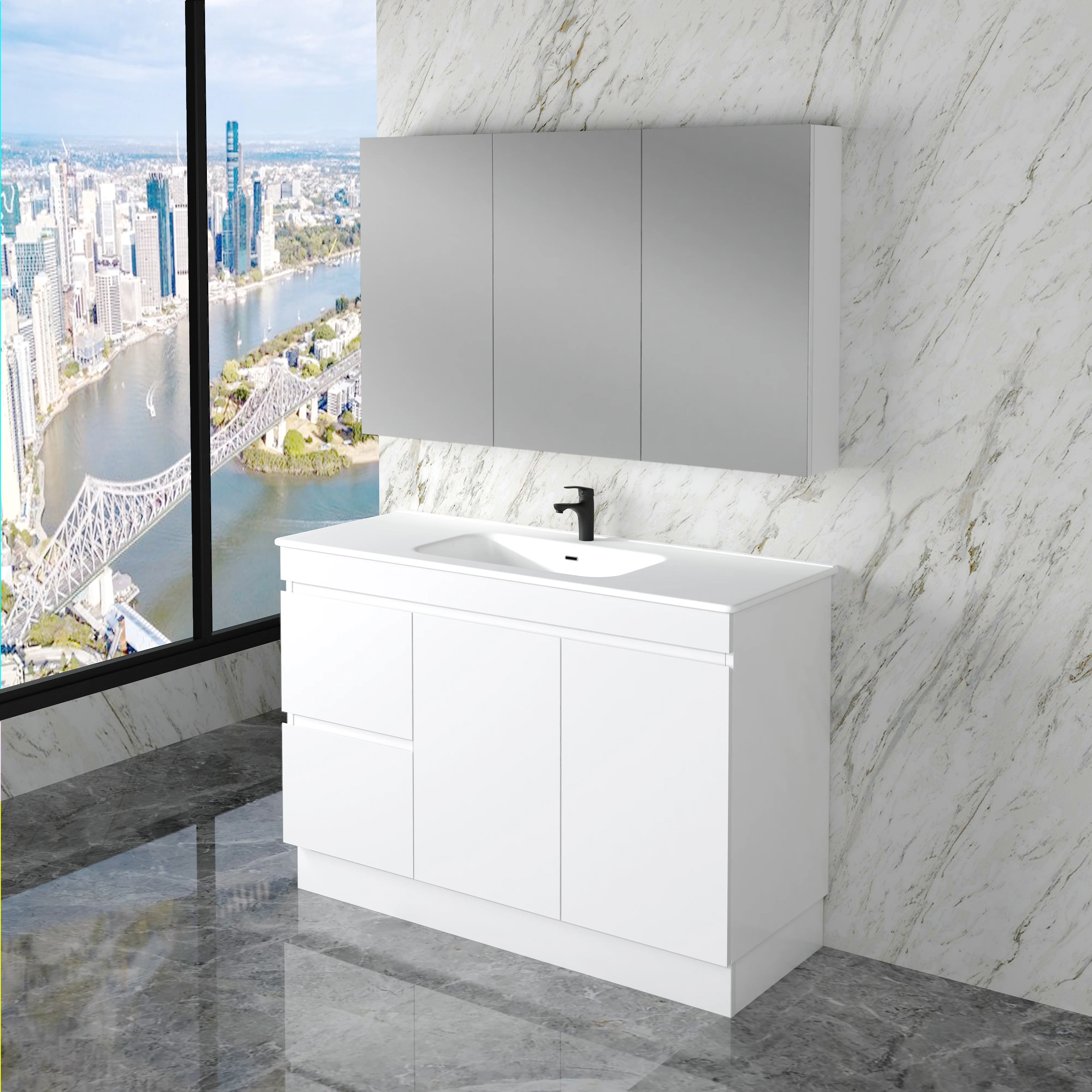 Noah 1200mm Vanity on Kickboard - Right Hand Drawers - Image 2