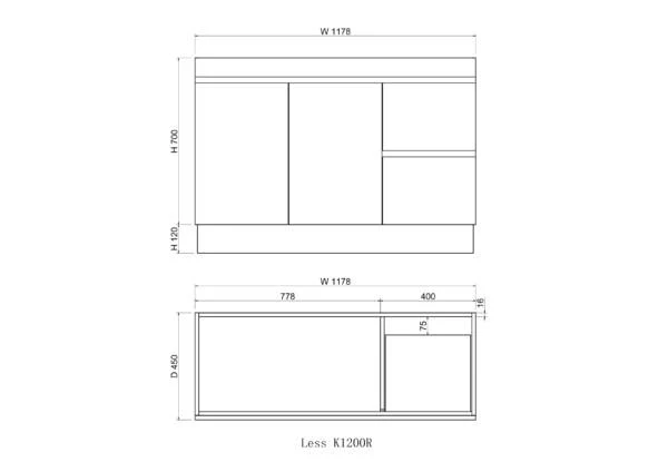 Noah 1200mm Vanity on Kickboard - Right Hand Drawers - Image 3