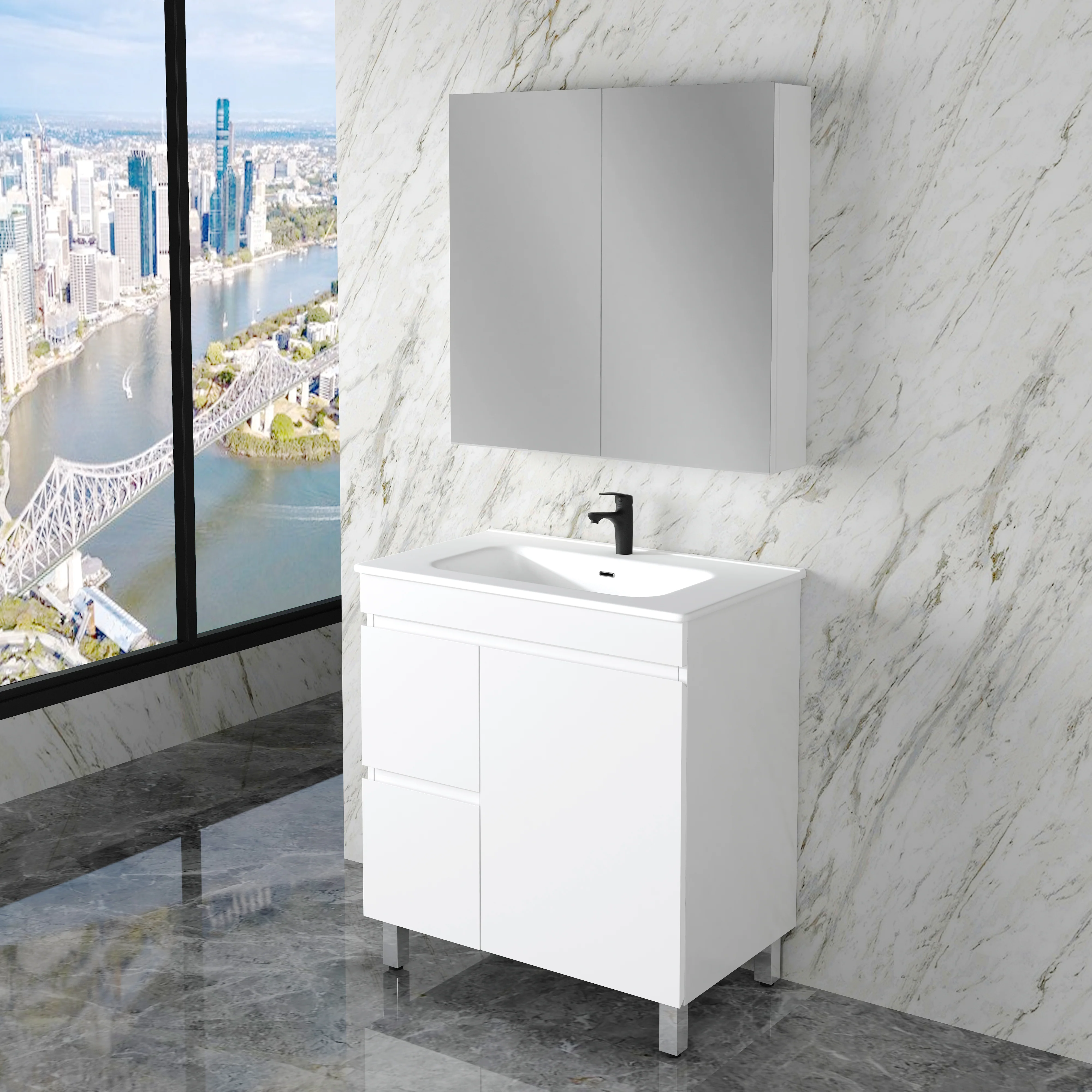 Noah 750 mm Legs Vanity - Left Hand Drawers