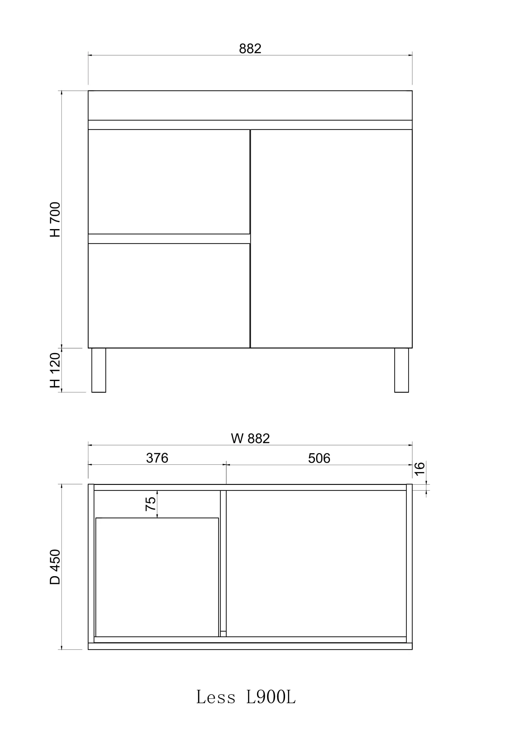 Noah 900 mm Vanity on Legs - Left Hand Drawers - Image 3