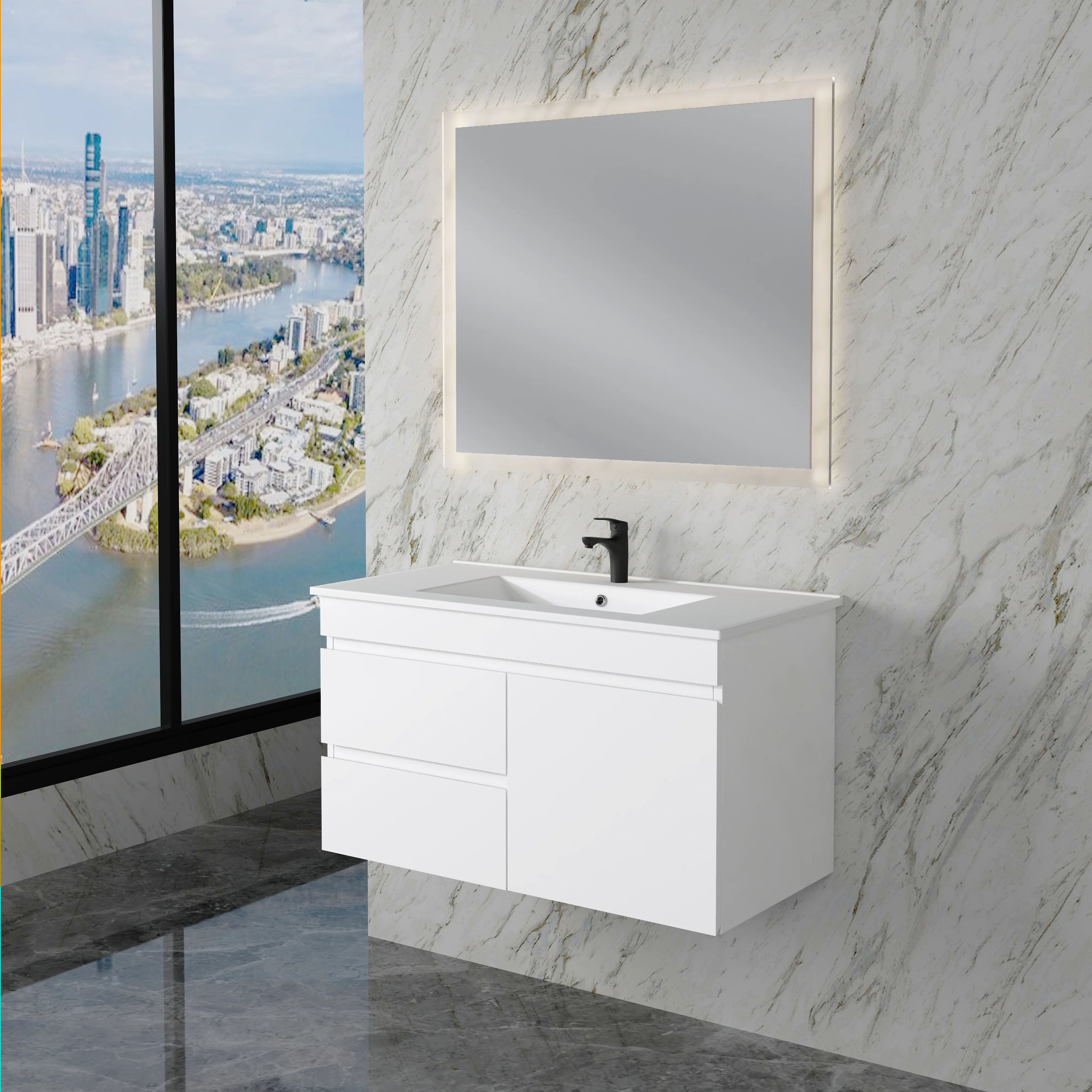 Noah 900 mm Wall Hung Vanity - Left Hand Drawers