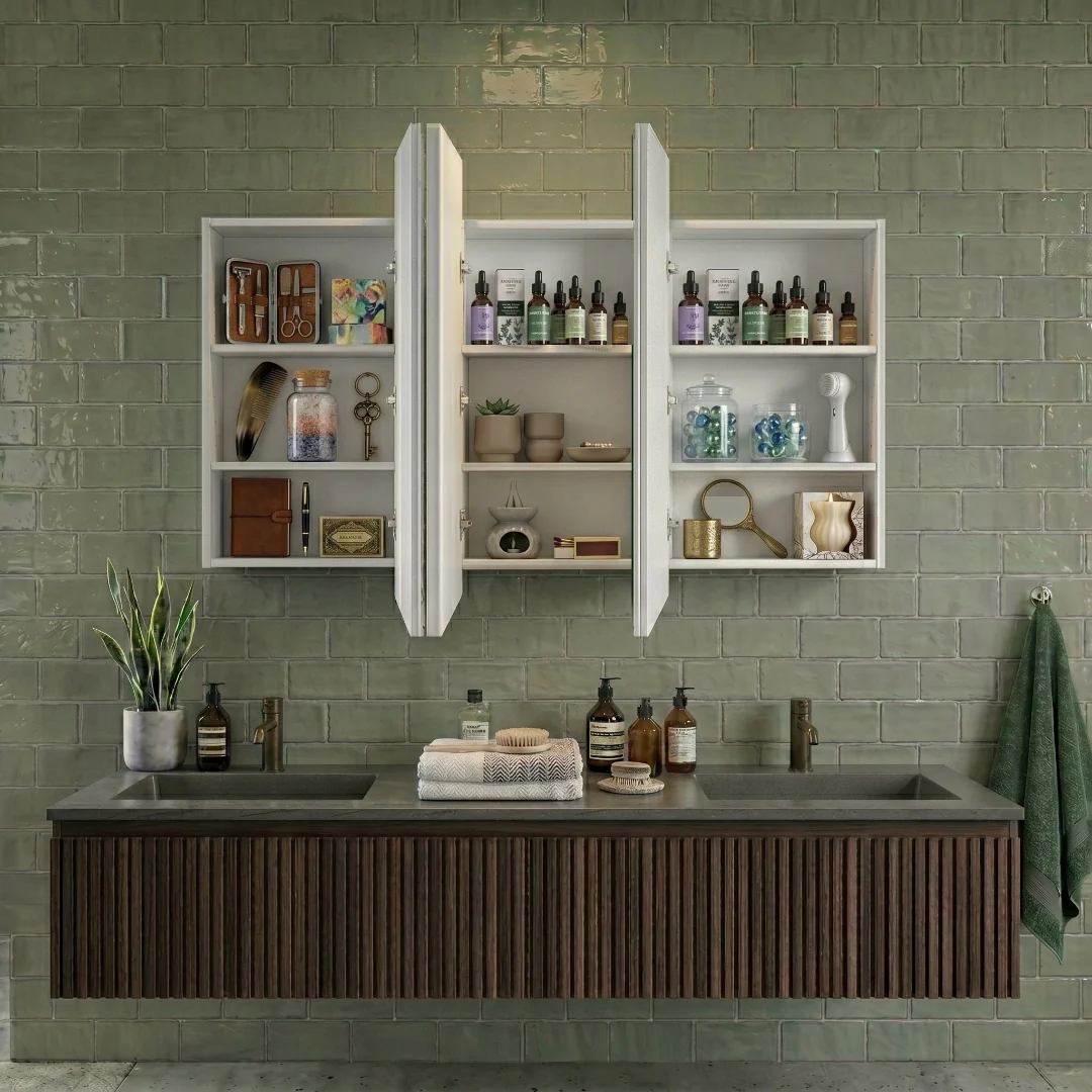 Nova 1200 x 750 Matte White Soft Square Shaving Cabinet - Image 2