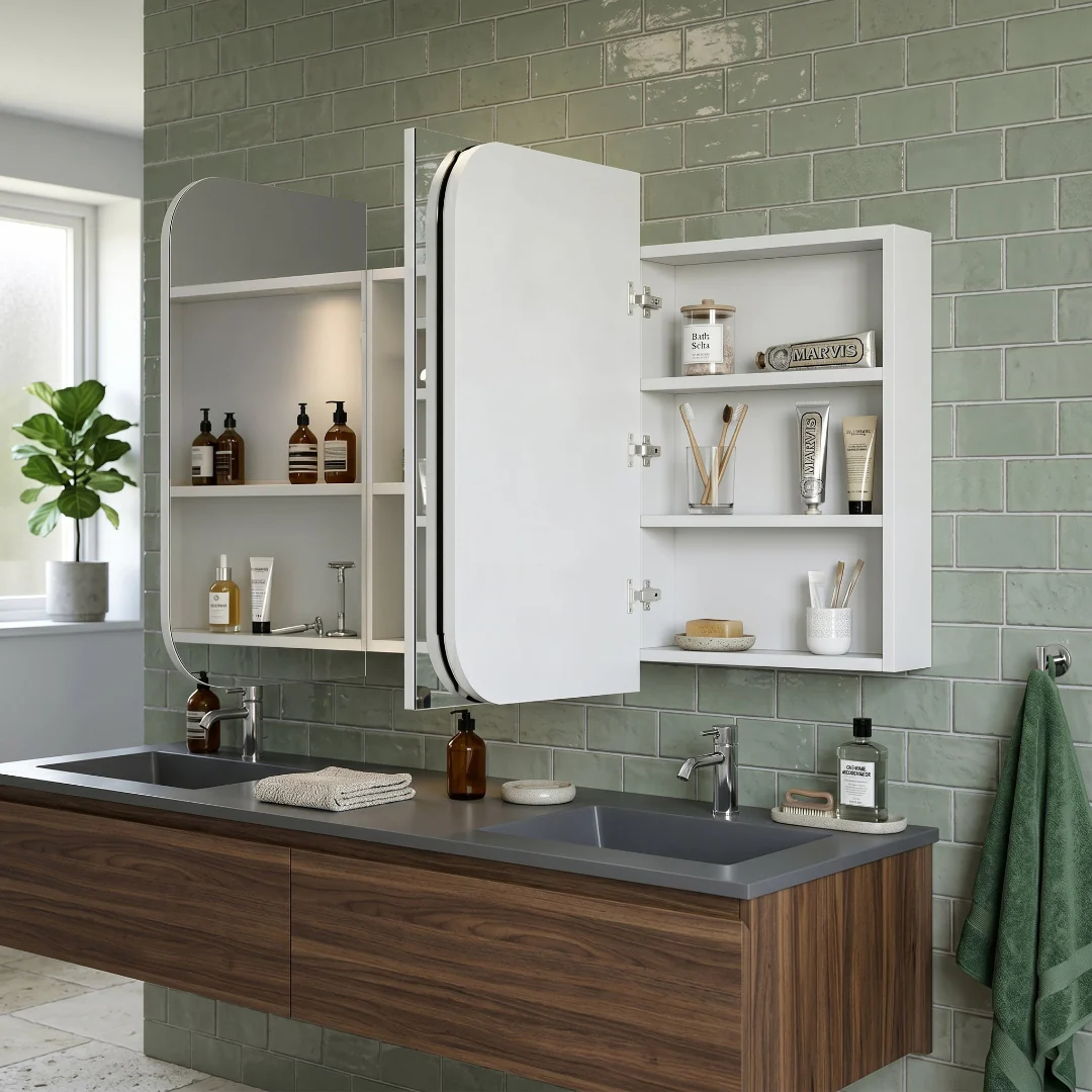 Nova 1200 x 750 Matte White Soft Square Shaving Cabinet - Image 3