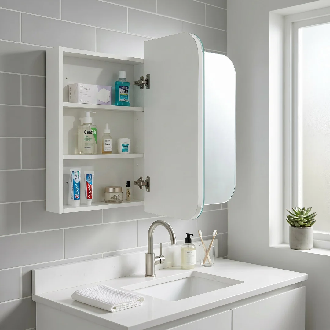 Nova 900 x 750 Matte White Soft Square Shaving Cabinet - Image 2