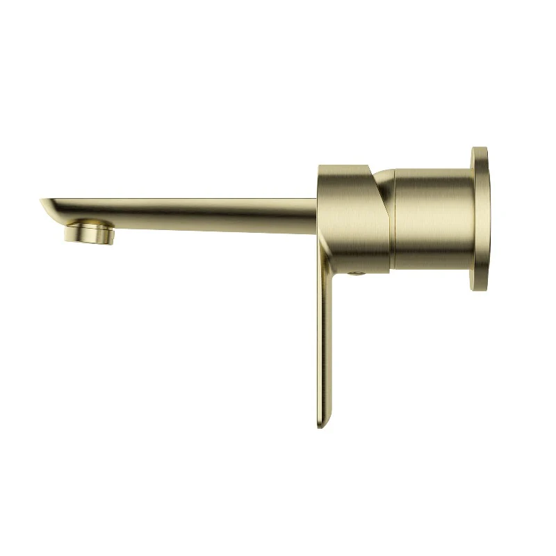 Nova Brushed Gold Wall Basin Mixer & Bath Spout - Image 2
