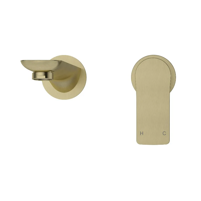 Nova Brushed Gold Wall Basin Mixer & Bath Spout - Image 3