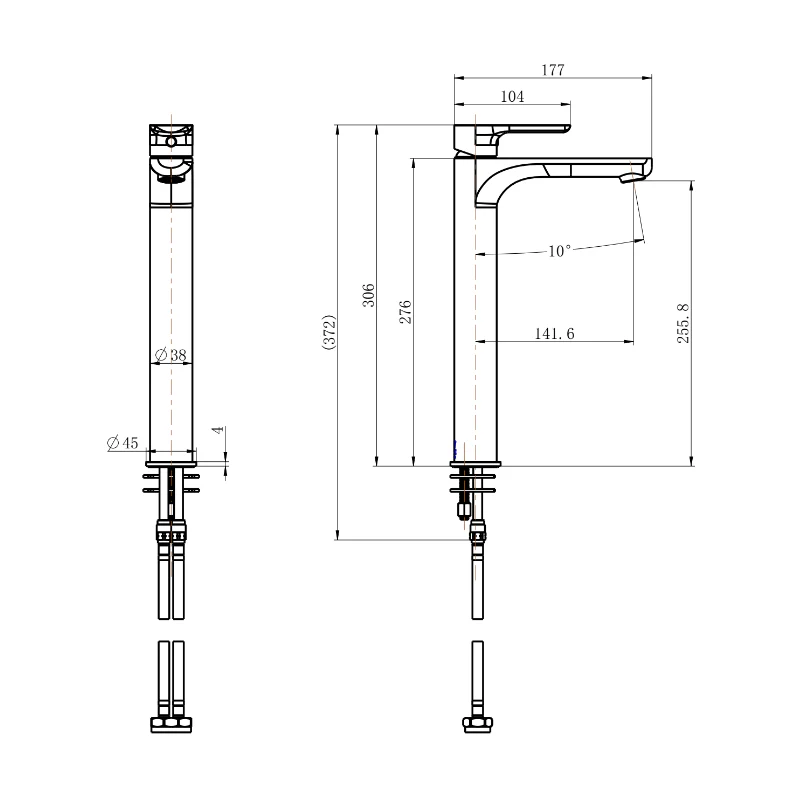 Nova Gun Metal Grey Tall Basin Mixer - Image 4
