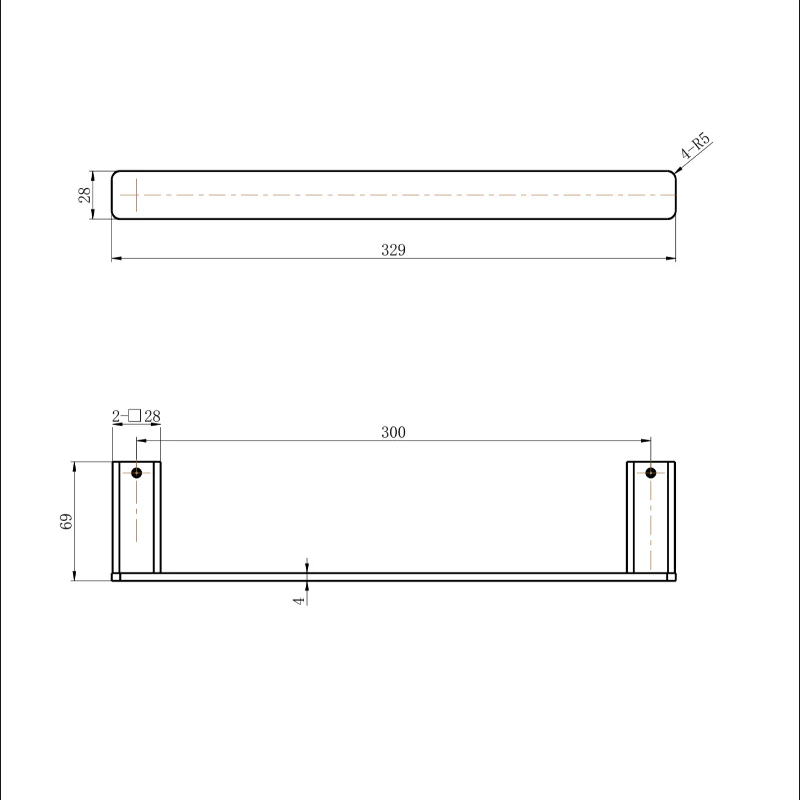 Nova Matte Black Hand Towel Bar - Image 2