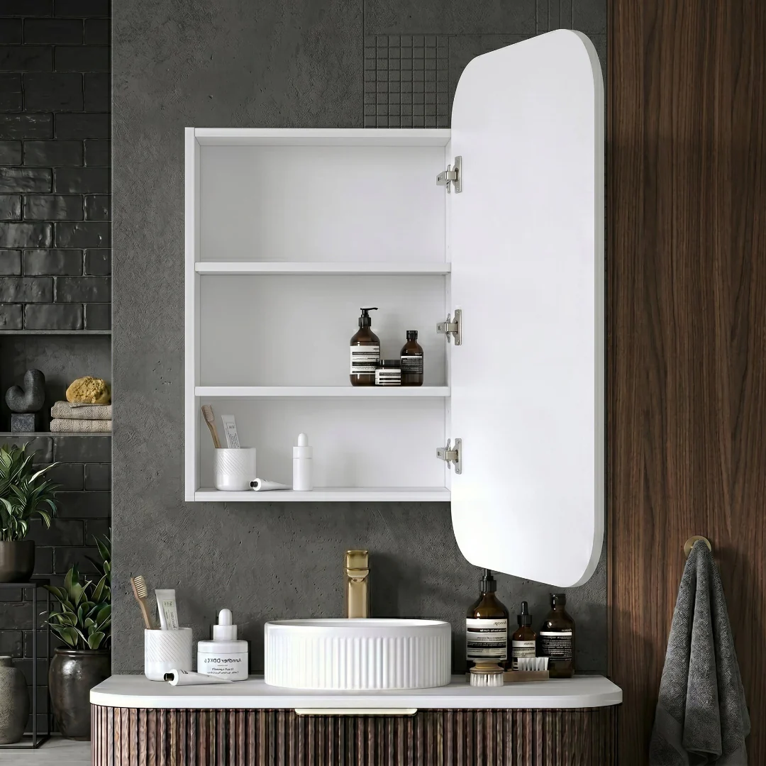 Nova 450 x 900 Matte White Soft Square Shaving Cabinet - Image 2