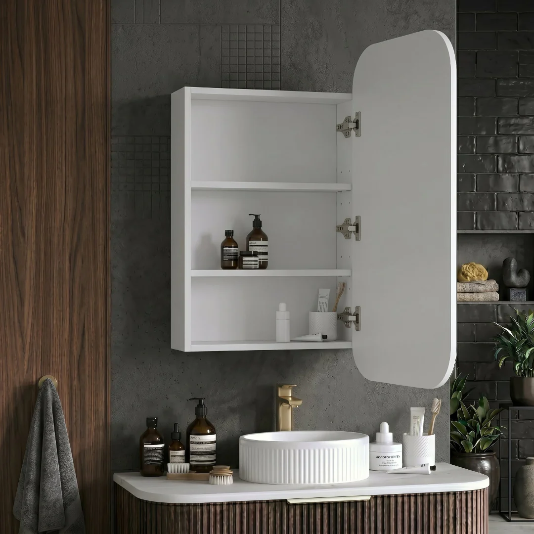 Nova 450 x 900 Matte White Soft Square Shaving Cabinet - Image 3