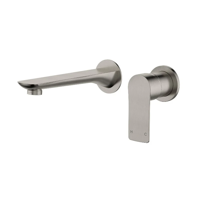 Nova Warm Brushed Nickel Wall Basin Mixer & Bath Spout
