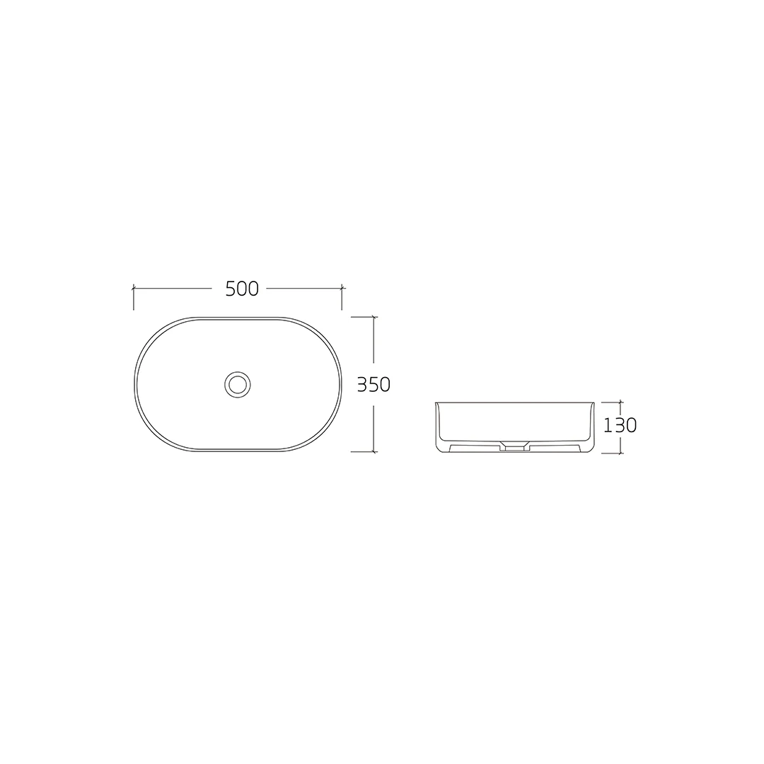 Novara 500 Gloss White Oval Above Counter Basin - Image 2