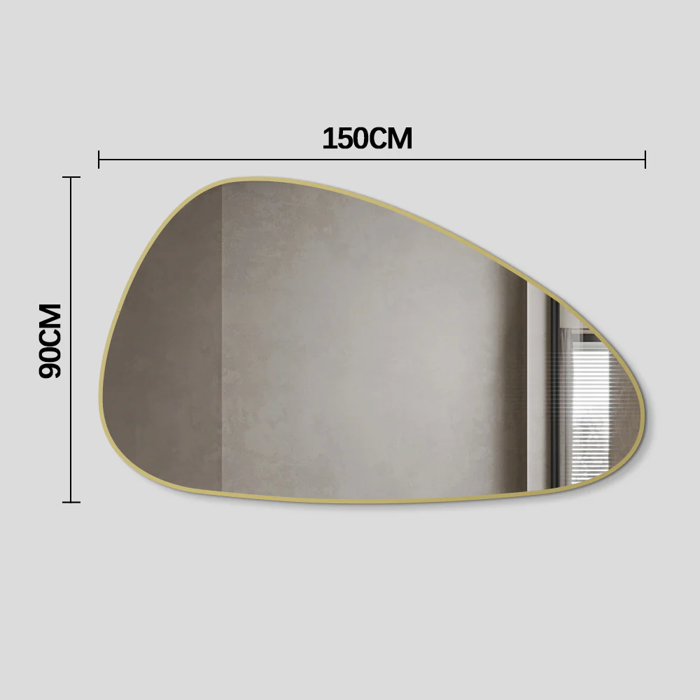 Oblonga 1500 x 900 Asymmetrical Brushed Gold Framed Mirror - Image 3