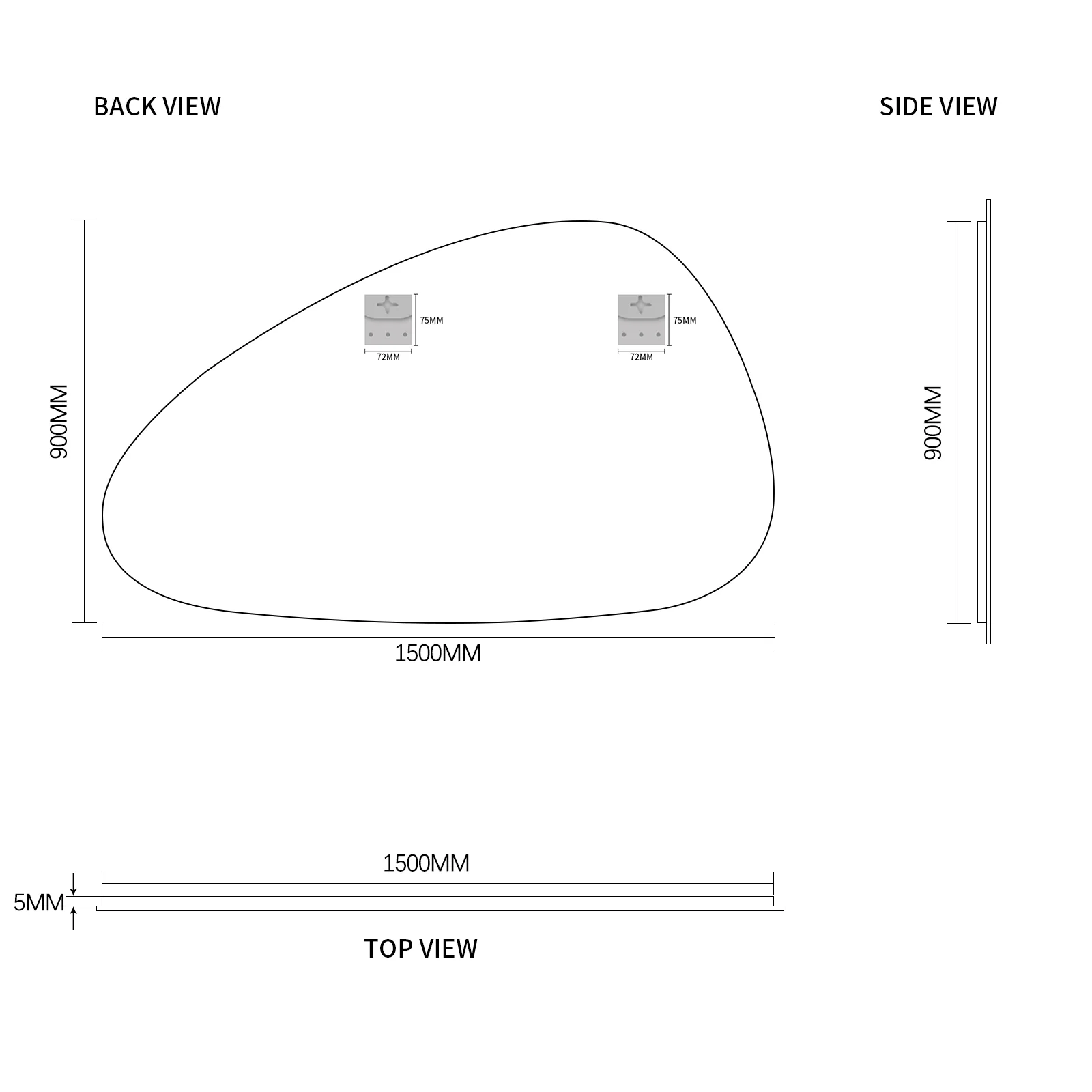 Oblonga 1500 x 900 Asymmetrical Polished Edge Mirror - Image 3