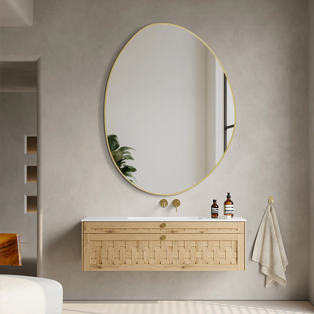 Oblonga 500 x 700 Asymmetrical Brushed Gold Framed Mirror
