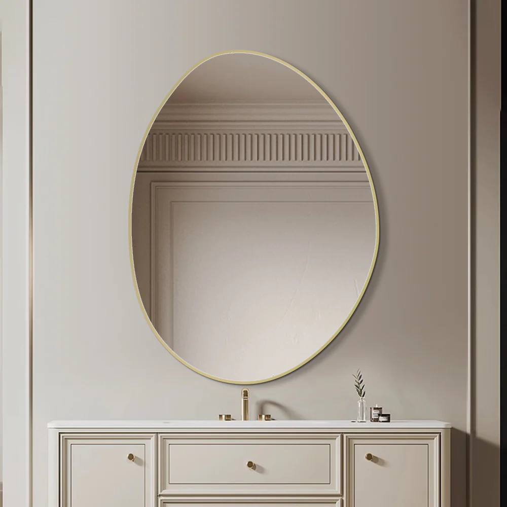 Oblonga 500 x 700 Asymmetrical Brushed Gold Framed Mirror - Image 2