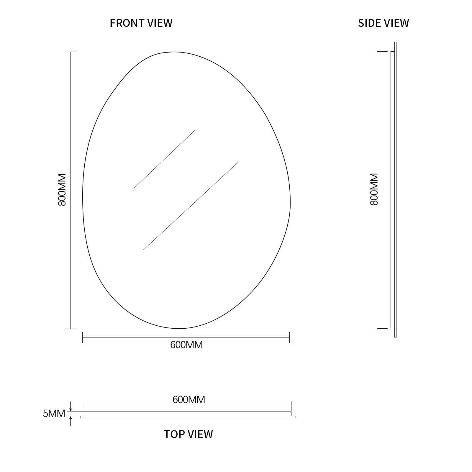 Oblonga 600 x 800 Asymmetrical Polished Edge Mirror - Image 5