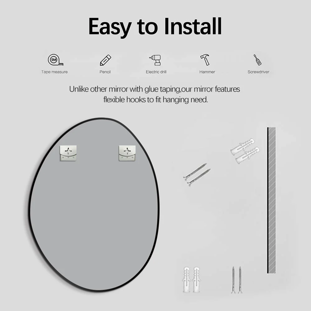 Oblonga 700 x 900 Asymmetrical Matte Black Framed Mirror - Image 3