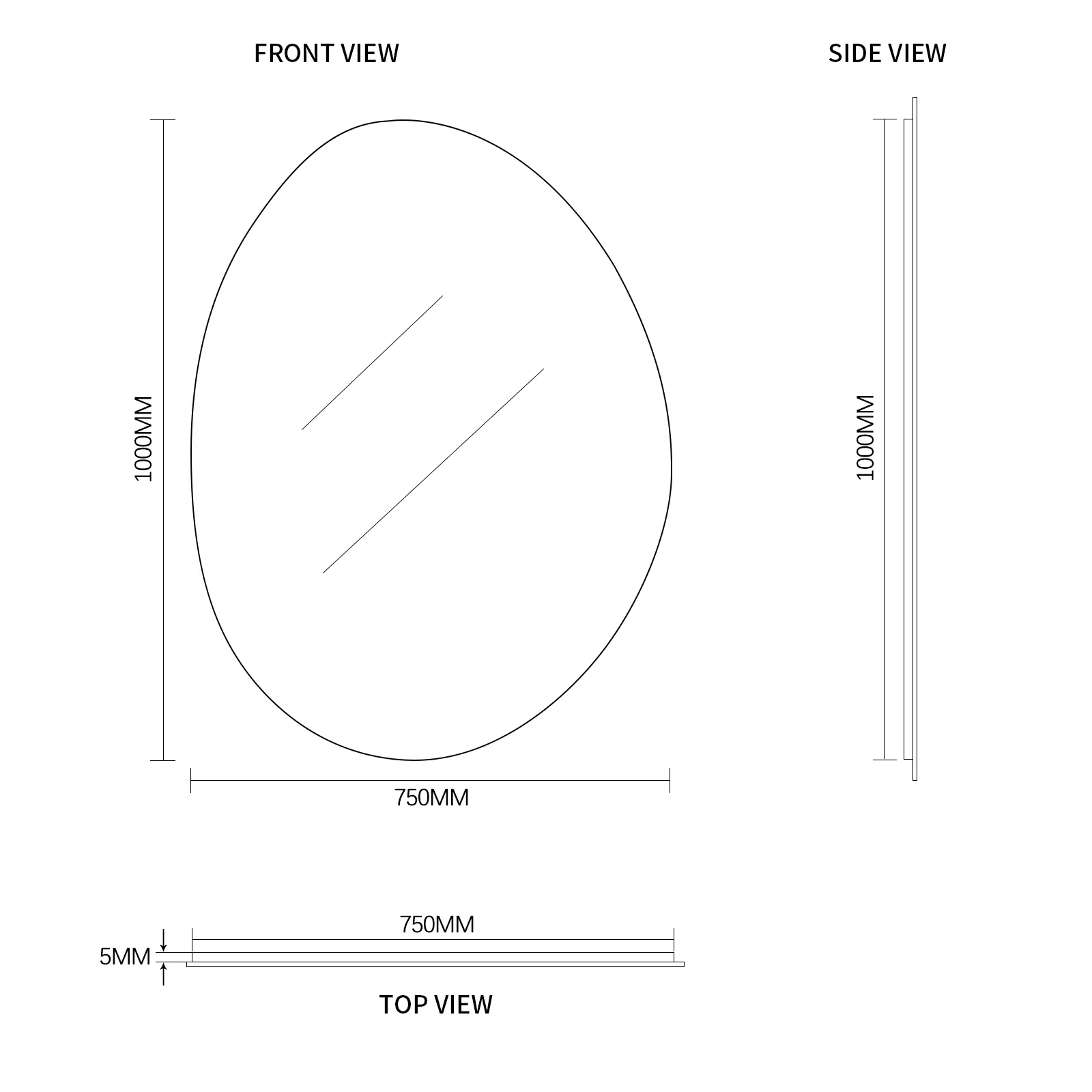 Oblonga 750 x 1000 Asymmetrical Polished Edge Mirror - Image 4